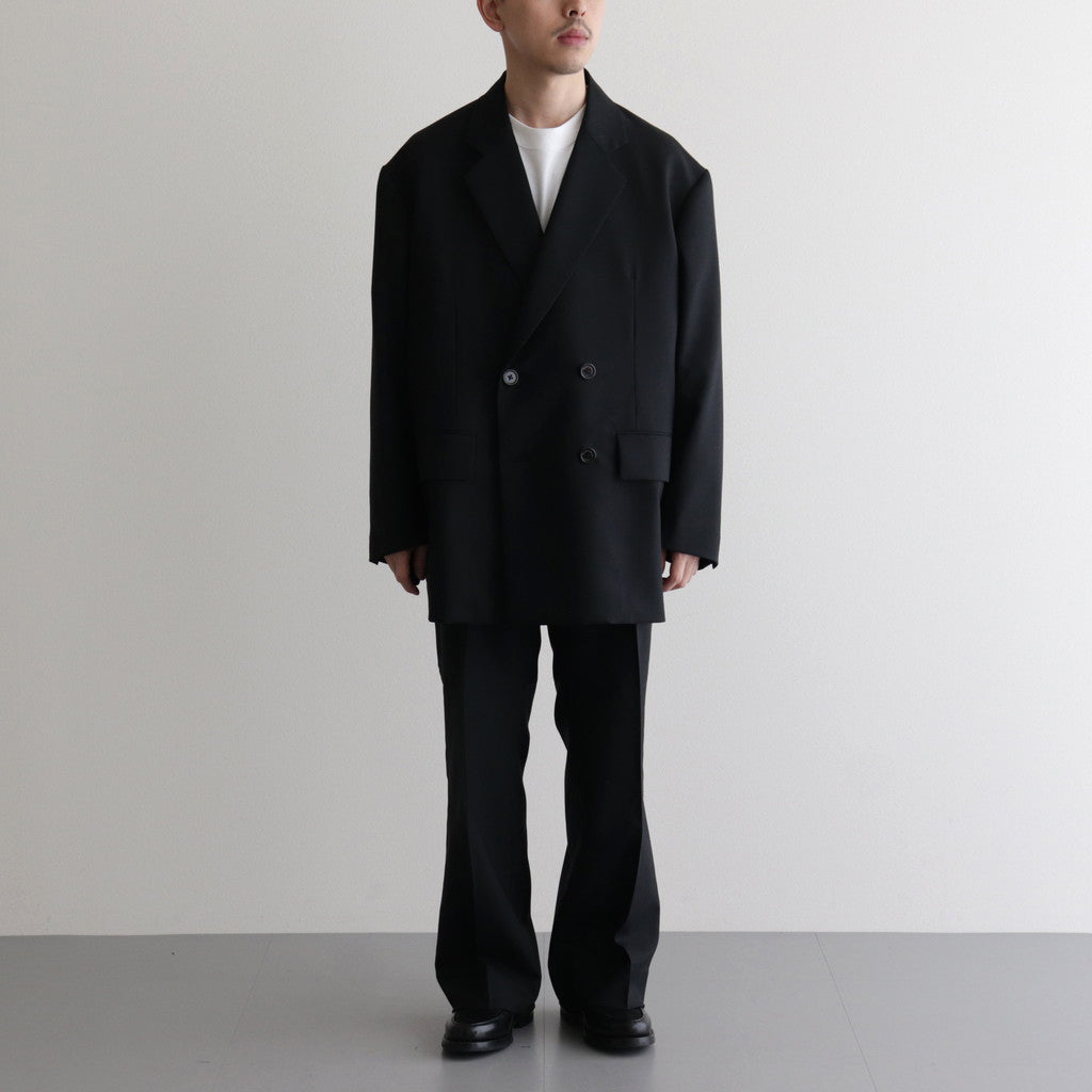 ORGANIC WOOL TROPICAL COMFORT W-BREASTED BLAZER #BLACK [A24A-08JK02C]