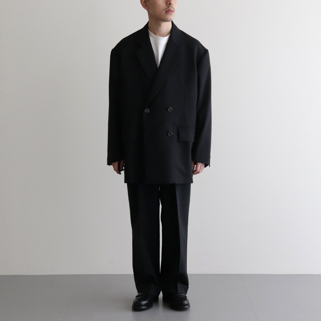 ORGANIC WOOL TROPICAL COMFORT W-BREASTED BLAZER #BLACK [A24A-08JK02C]