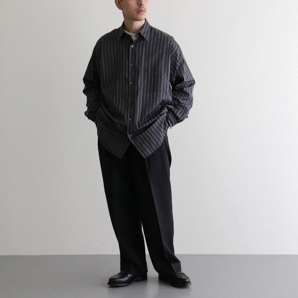 ORGANIC COTTON LOAN STRIPE COMFORT FIT SHIRT #GRAY×BLACK [A24A-17SH01C]