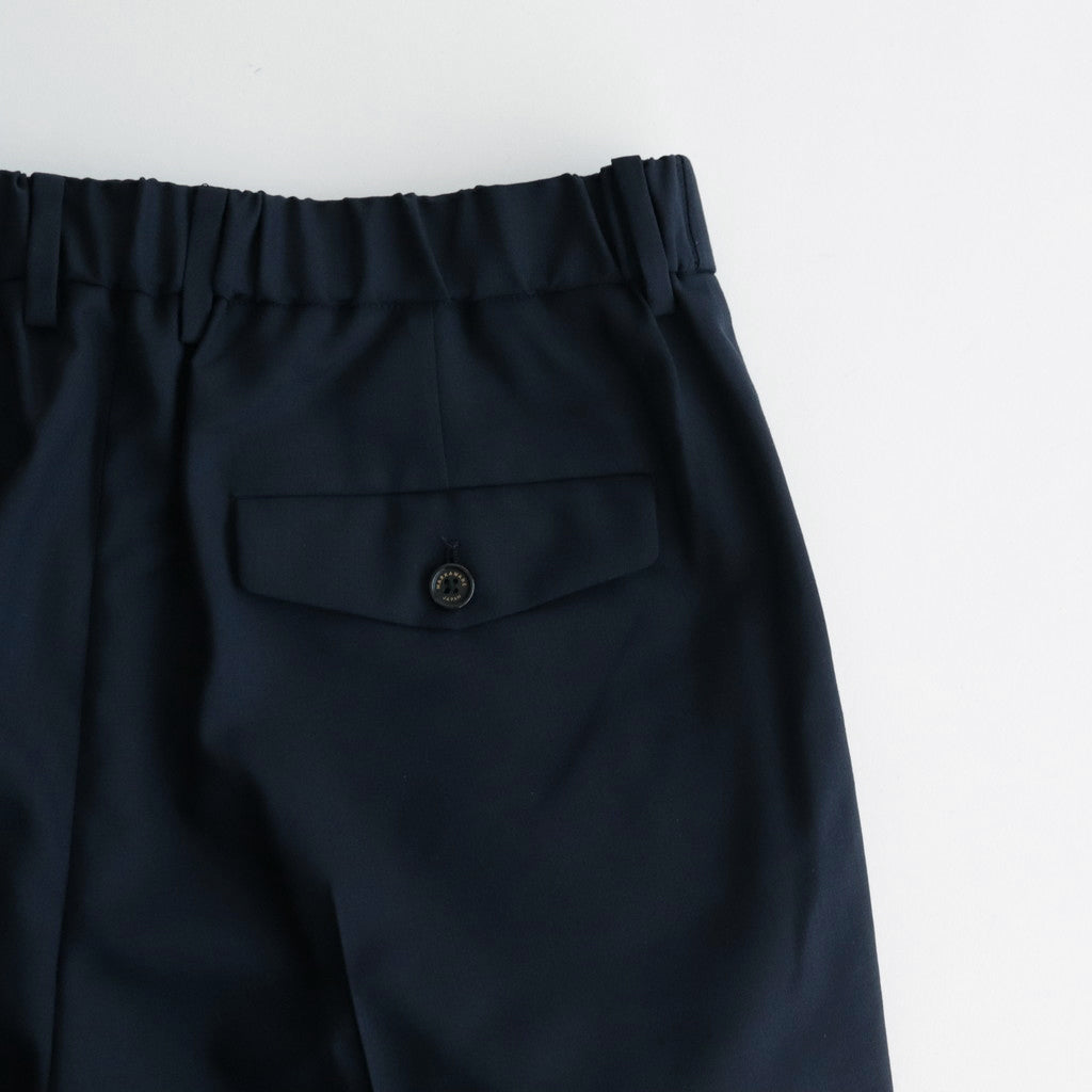 ORGANIC WOOL TROPICAL DOUBLE PLEATED CLASSIC WIDE TROUSERS #NAVY [A24A-08PT01C]