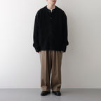 All-yak crewneck cardigan #Black×Navy [2023-N06]