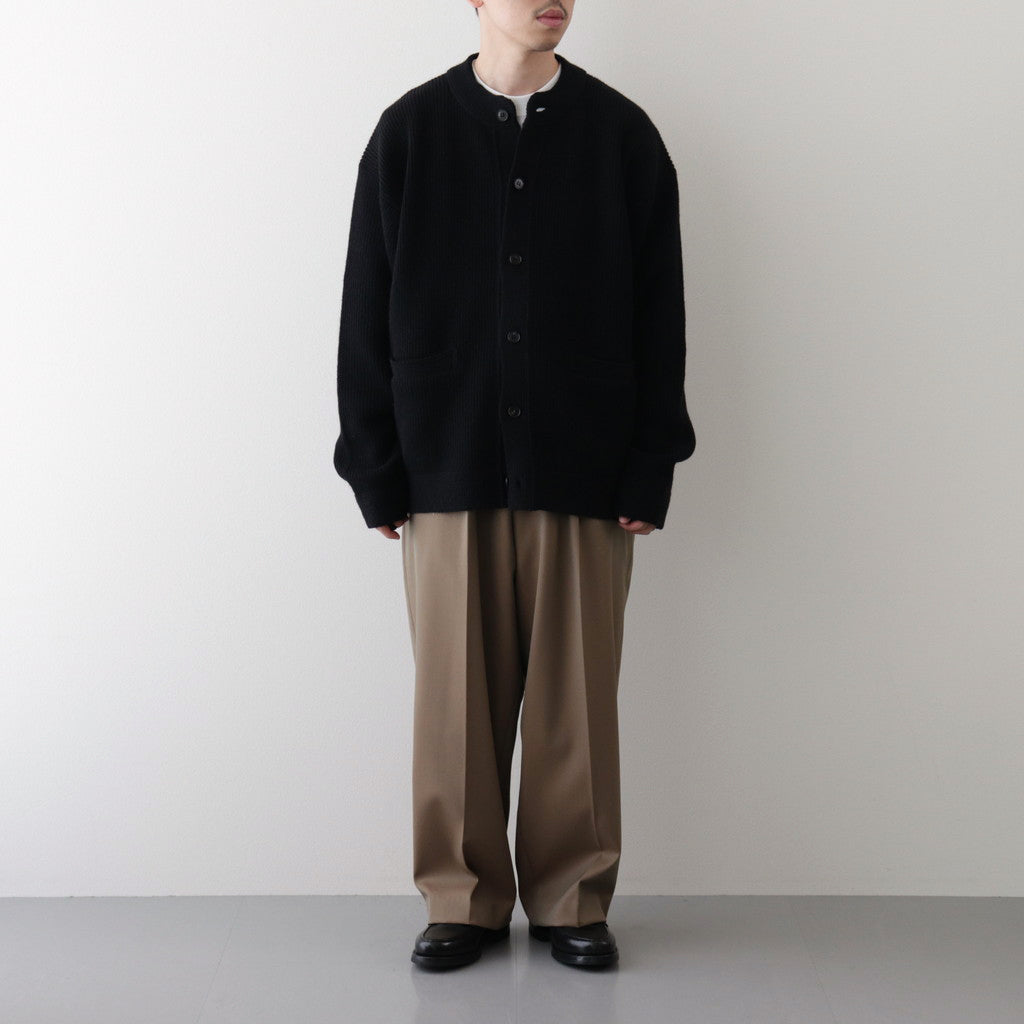 All-yak crewneck cardigan #Black×Navy [2023-N06]