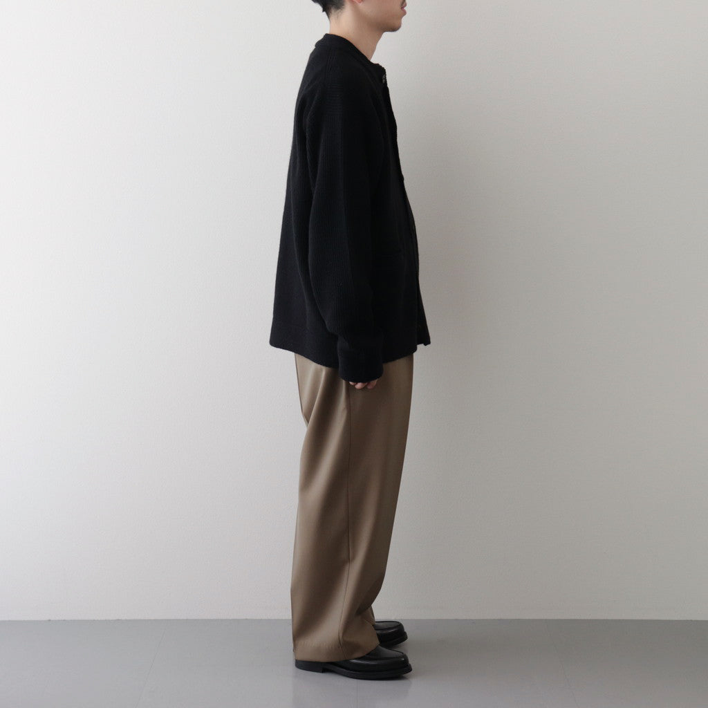 All-yak crewneck cardigan #Black×Navy [2023-N06]