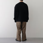 All-yak crewneck cardigan #Black×Navy [2023-N06]