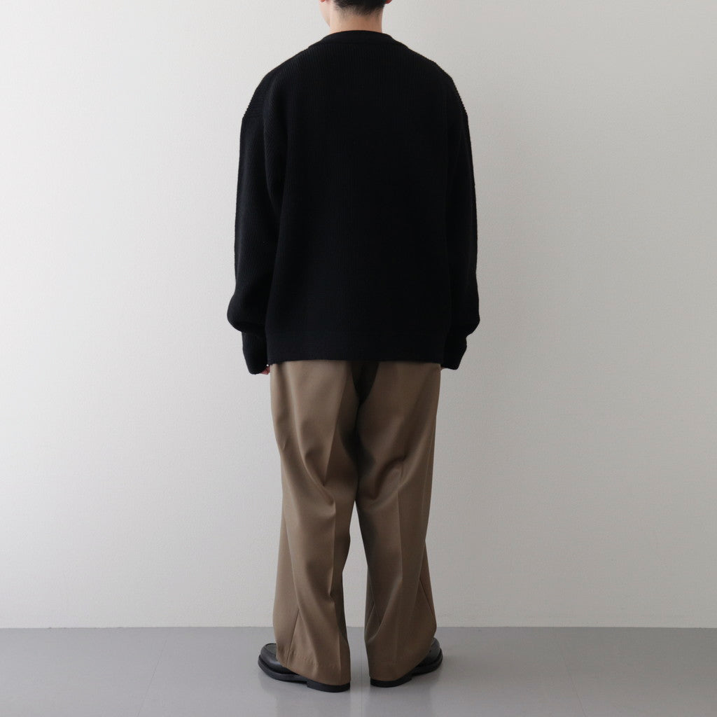 All-yak crewneck cardigan #Black×Navy [2023-N06]