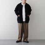 All-yak crewneck cardigan #Black×Navy [2023-N06]