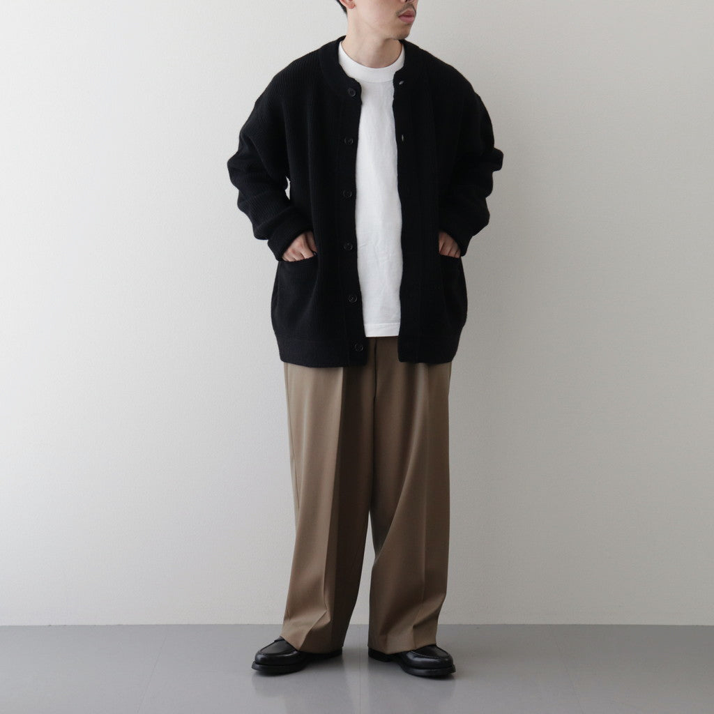 All-yak crewneck cardigan #Black×Navy [2023-N06]