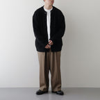 All-yak crewneck cardigan #Black×Navy [2023-N06]