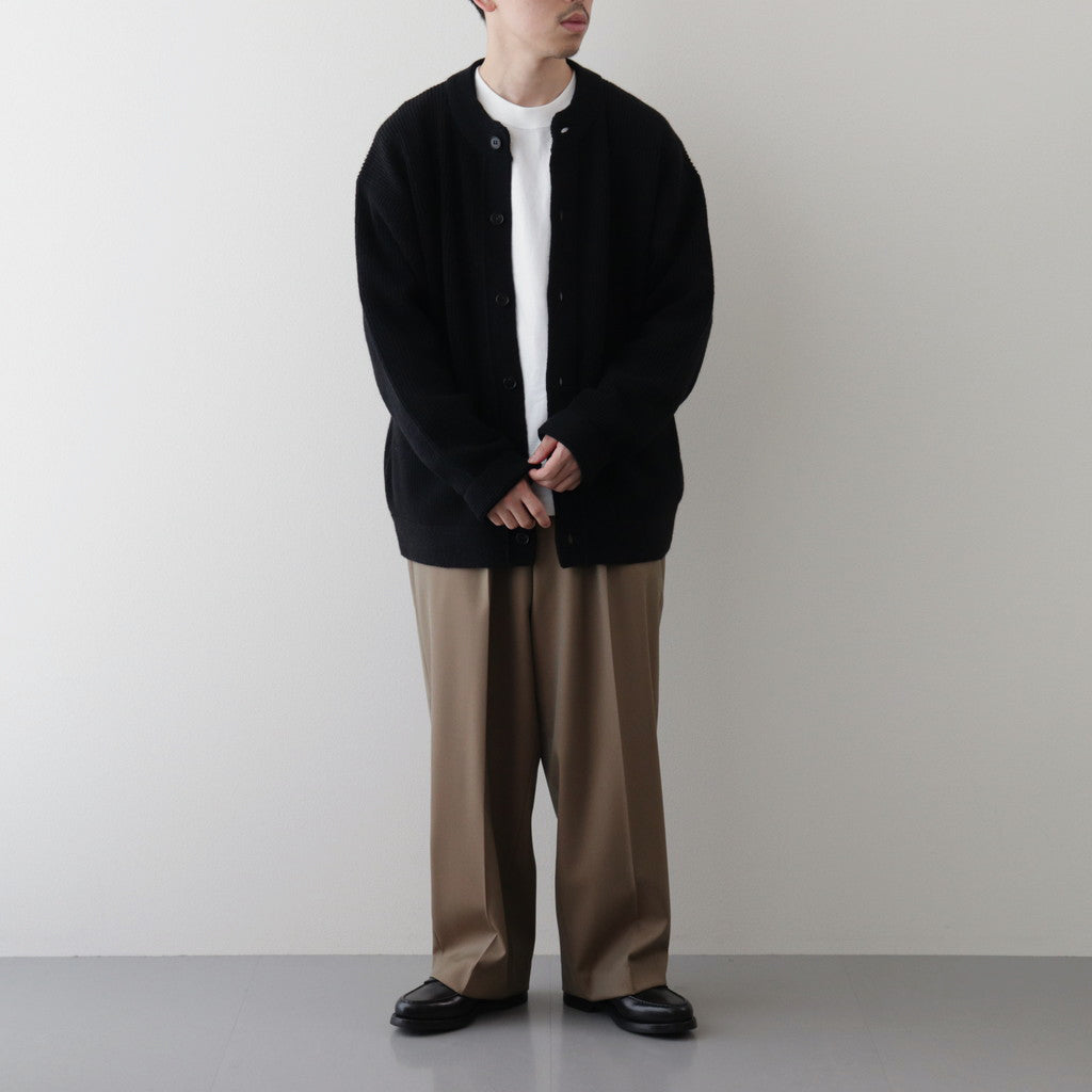 All-yak crewneck cardigan #Black×Navy [2023-N06]