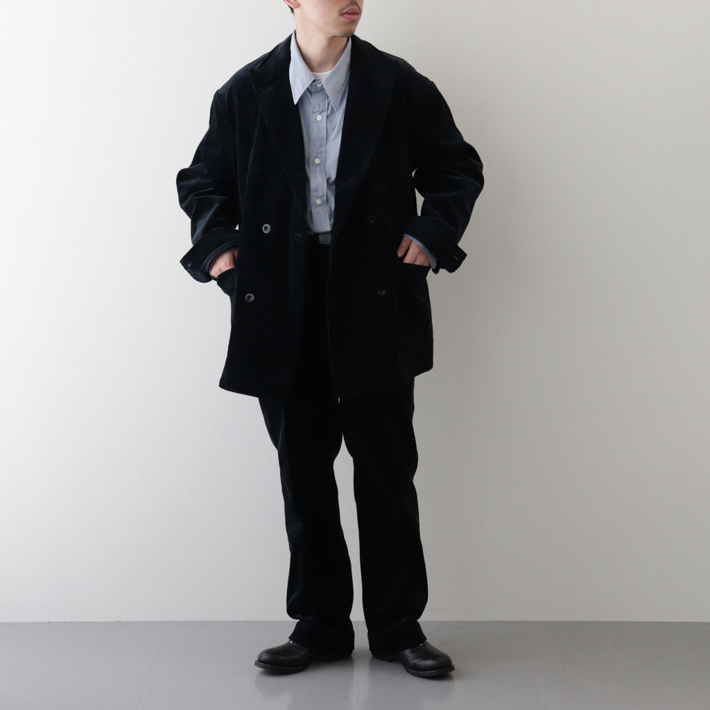 CORDUROY DOUBLE-BREASTED JACKET #GRAYISH NAVY [PMAQ-SJ04]
