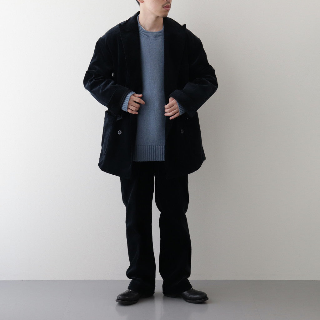 CORDUROY DOUBLE-BREASTED JACKET #GRAYISH NAVY [PMAQ-SJ04]