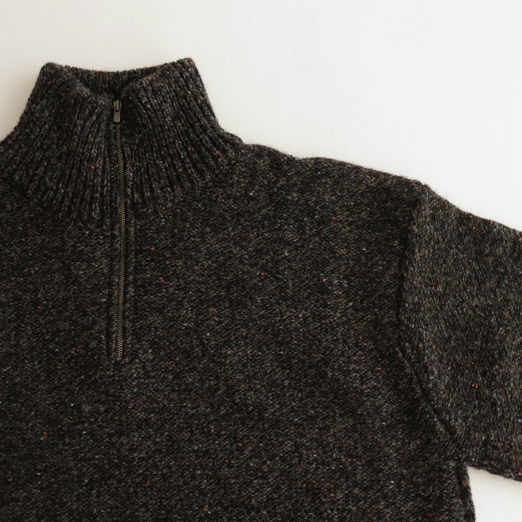British Wool Half Zip Knit Made by macalastair #Dark Graphite x Gritstone [6033-1301]