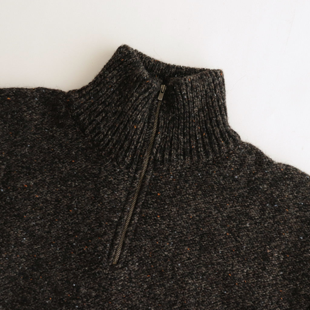 British Wool Half Zip Knit Made by macalastair #Dark Graphite x Gritstone [6033-1301]