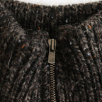 British Wool Half Zip Knit Made by macalastair #Dark Graphite x Gritstone [6033-1301]