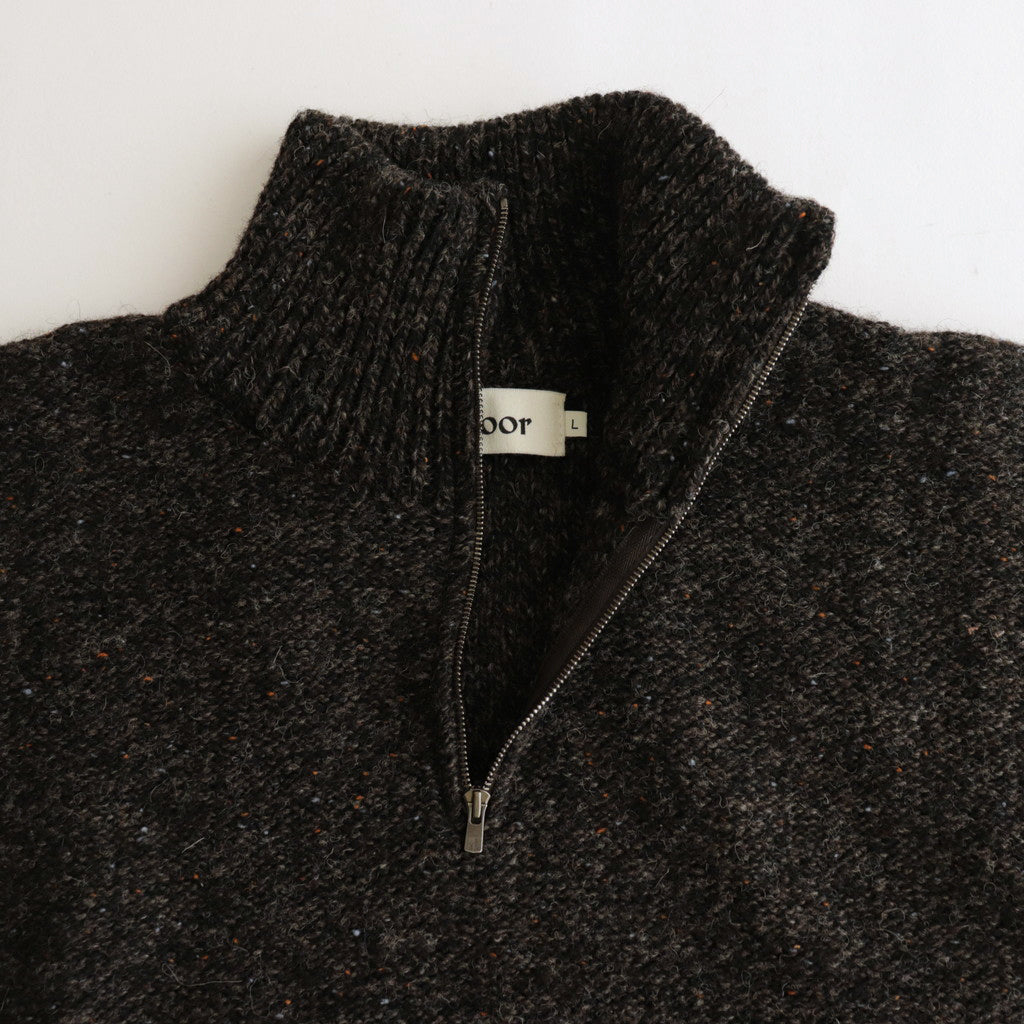 British Wool Half Zip Knit Made by macalastair #Dark Graphite x Gritstone [6033-1301]