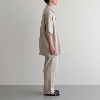 OPEN COLLAR WIDE SHIRT S/S #TAUPE [A24B-05SH01B]