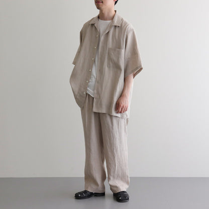 OPEN COLLAR WIDE SHIRT S/S #TAUPE [A24B-05SH01B]