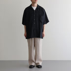 OPEN COLLAR WIDE SHIRT S/S #BLACK [A24B-05SH01B]