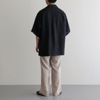 OPEN COLLAR WIDE SHIRT S/S #BLACK [A24B-05SH01B]