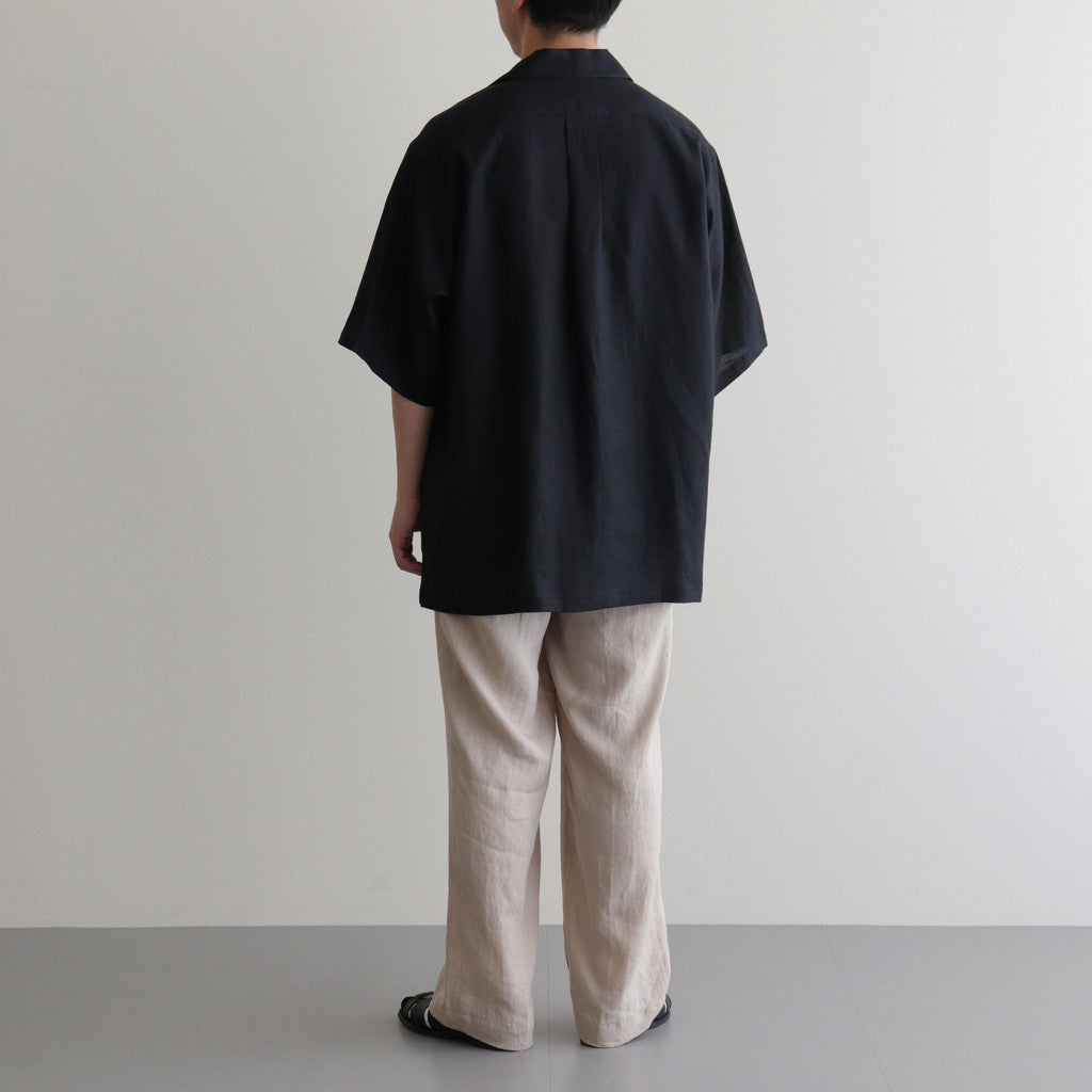 OPEN COLLAR WIDE SHIRT S/S #BLACK [A24B-05SH01B]