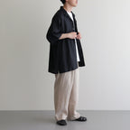 OPEN COLLAR WIDE SHIRT S/S #BLACK [A24B-05SH01B]