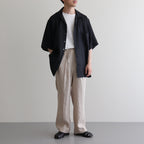 OPEN COLLAR WIDE SHIRT S/S #BLACK [A24B-05SH01B]