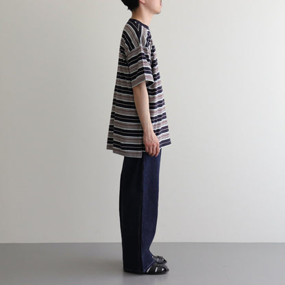 BORDER SS TOP #NAVY×BROWN [PMAR-CS02]