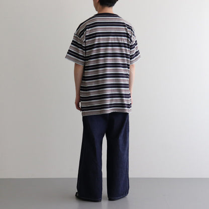 BORDER SS TOP #NAVY×BROWN [PMAR-CS02]