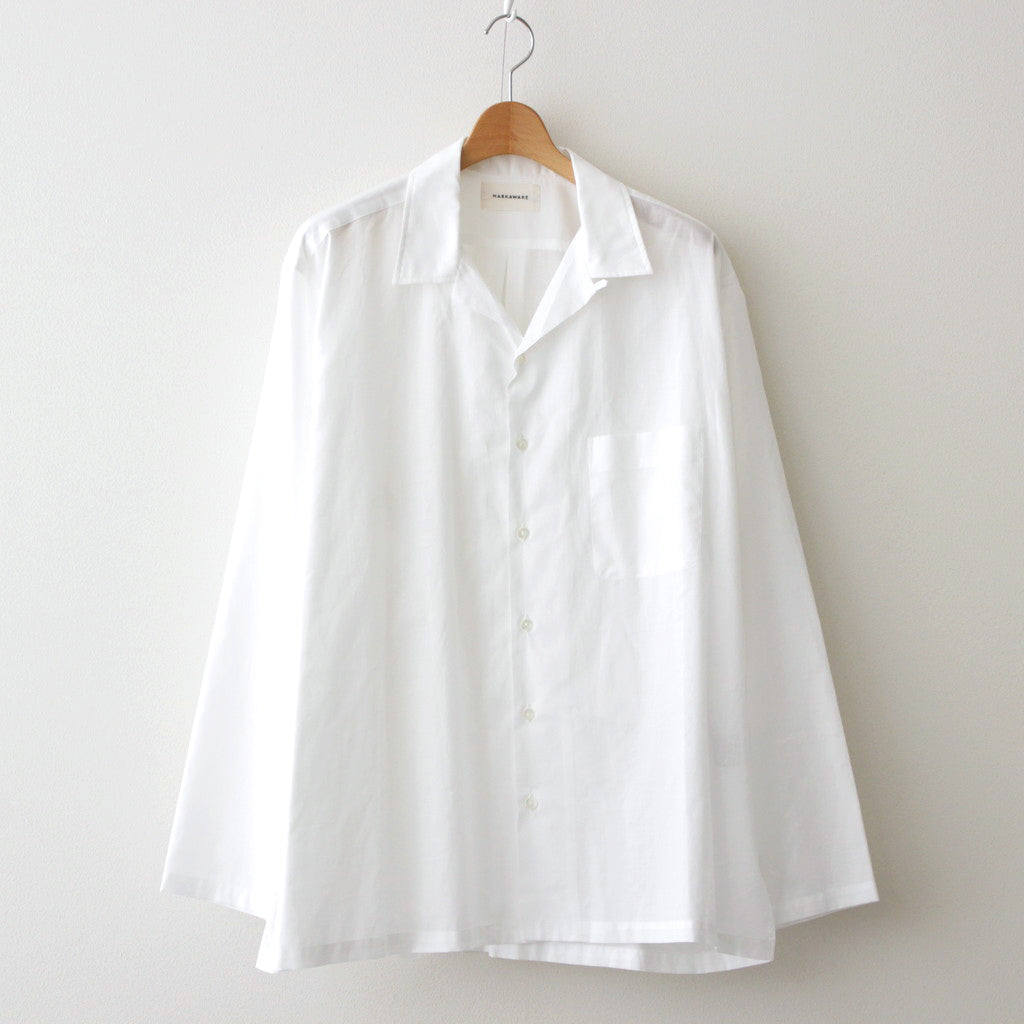 ORGANIC PERU PIMA COTTON LOAN OPEN COLLAR SHIRT #WHITE [A24A-18SH03C]