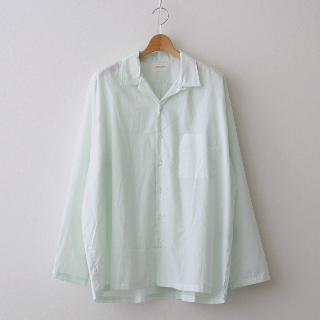 ORGANIC PERU PIMA COTTON LOAN OPEN COLLAR SHIRT #GREEN [A24A-18SH03C]