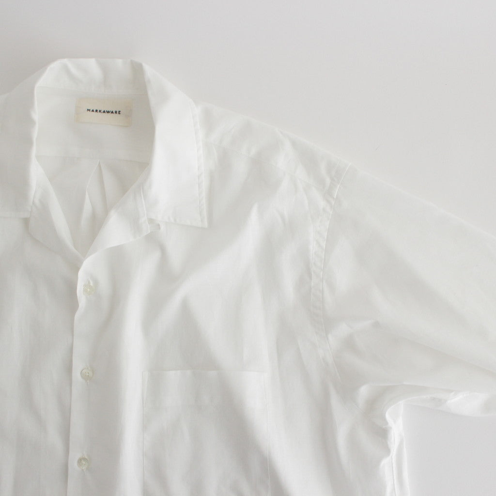 ORGANIC PERU PIMA COTTON LOAN OPEN COLLAR SHIRT #WHITE [A24A