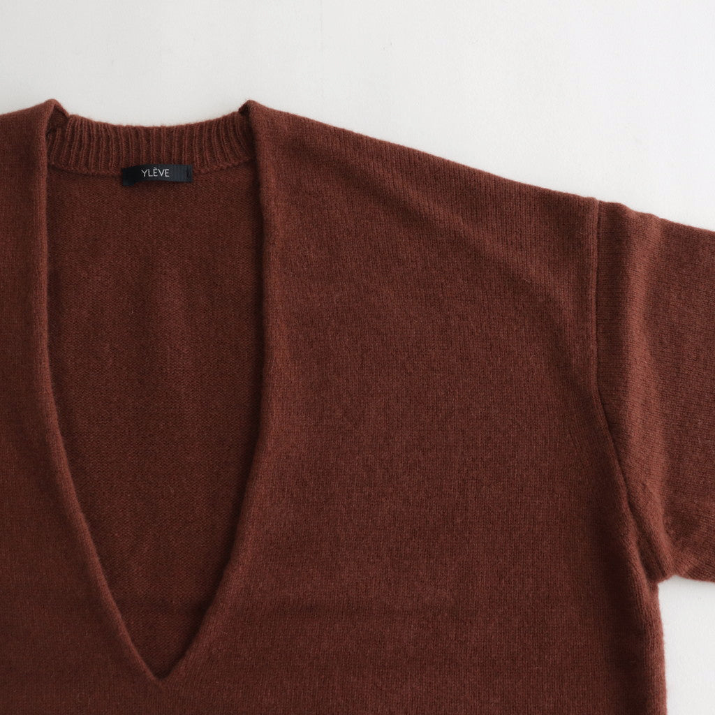トップス YLEVE EXTRAFINE MERINO WOOL KN V/N P/O LAMBS WOOL KN P/O #BROWN [16832 60074] – Diffusion