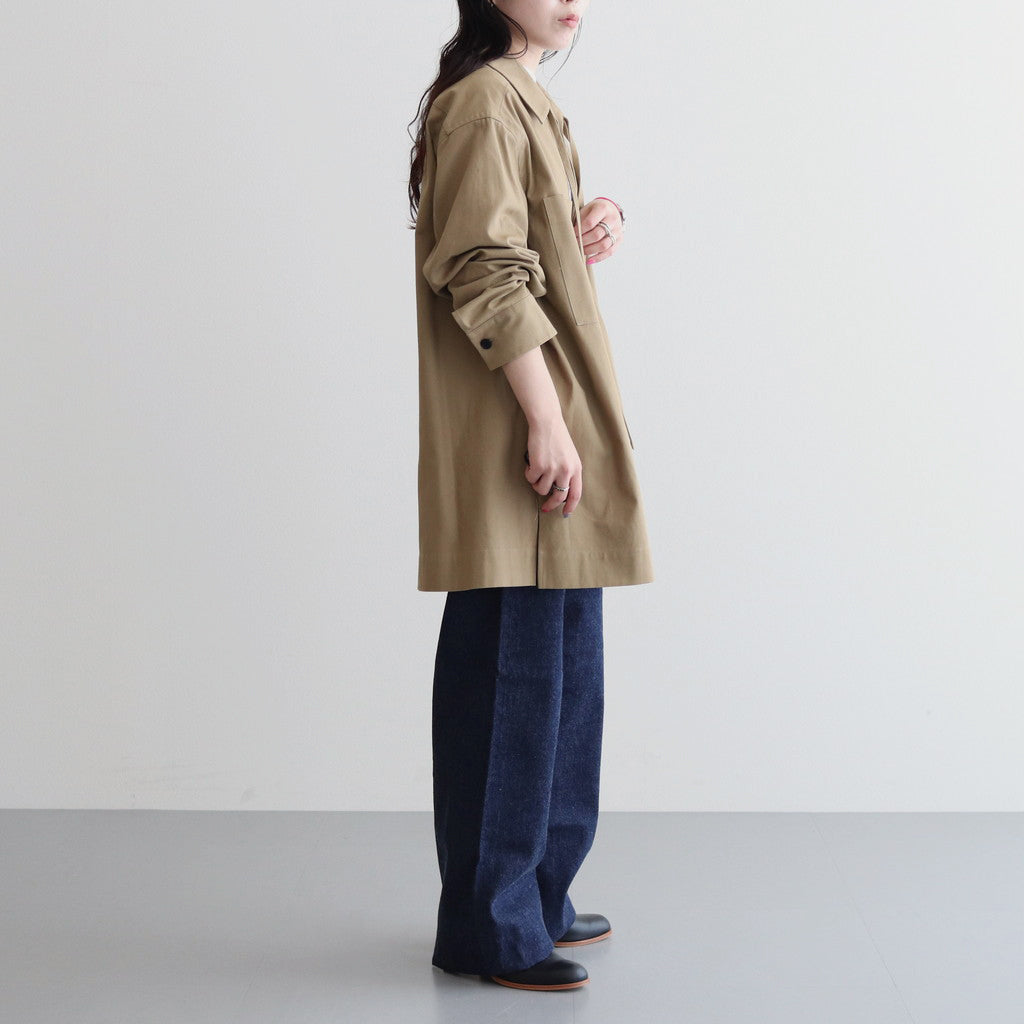 COTTON LINEN HIGH TWIST GABARDINE TUNIC #KHAKI [16832 50021] _