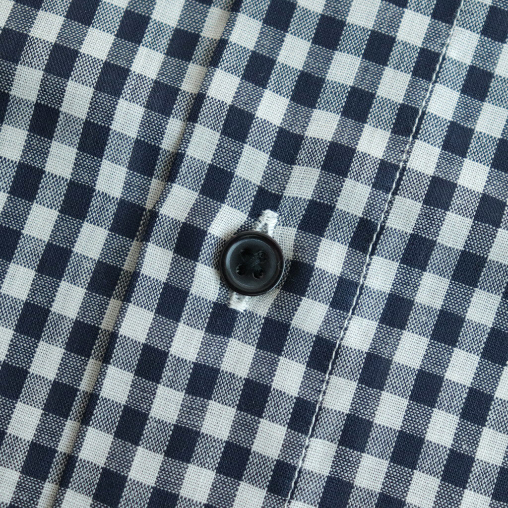 GINGHAM CHECK WOOL REGULAR COLLAR SHIRT #NAVY×IVORY [BN-24SM-028]