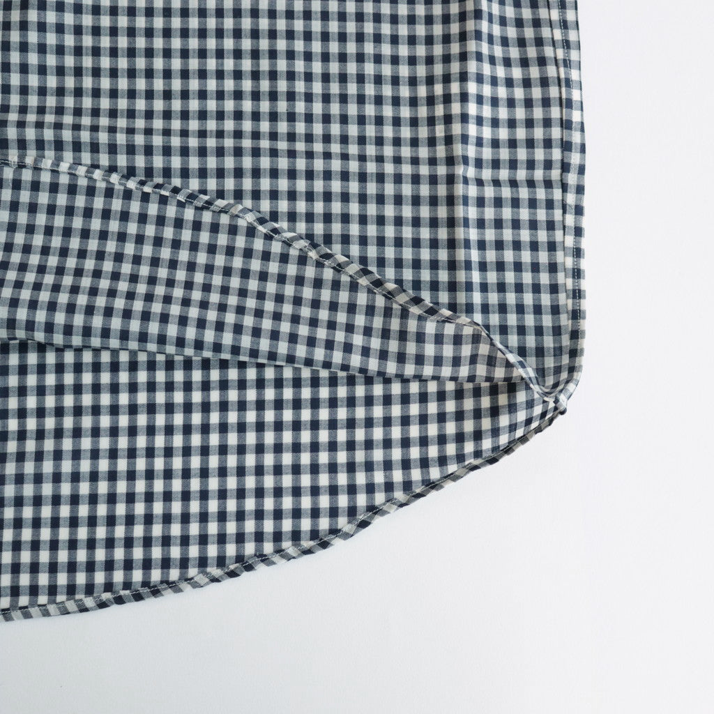 GINGHAM CHECK WOOL REGULAR COLLAR SHIRT #NAVY×IVORY [BN-24SM-028]