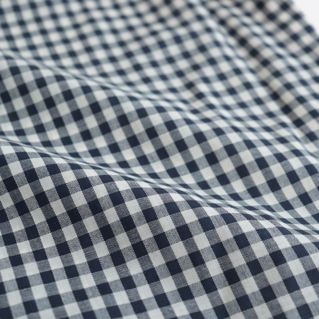GINGHAM CHECK WOOL REGULAR COLLAR SHIRT #NAVY×IVORY [BN-24SM-028]