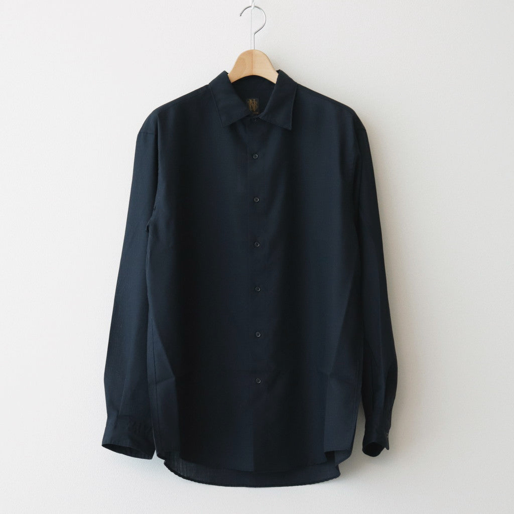 WOOL REGULAR COLLAR SHIRT #NAVY [BN-24SM-026]