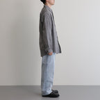 GINGHAM CHECK WOOL REGULAR COLLAR SHIRT #NAVY×IVORY [BN-24SM-028]