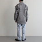 GINGHAM CHECK WOOL REGULAR COLLAR SHIRT #NAVY×IVORY [BN-24SM-028]