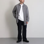 GINGHAM CHECK WOOL REGULAR COLLAR SHIRT #NAVY×IVORY [BN-24SM-028]