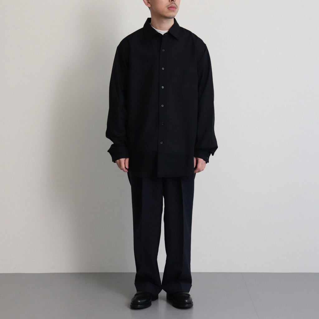 WOOL REGULAR COLLAR SHIRT #NAVY [BN-24SM-026]