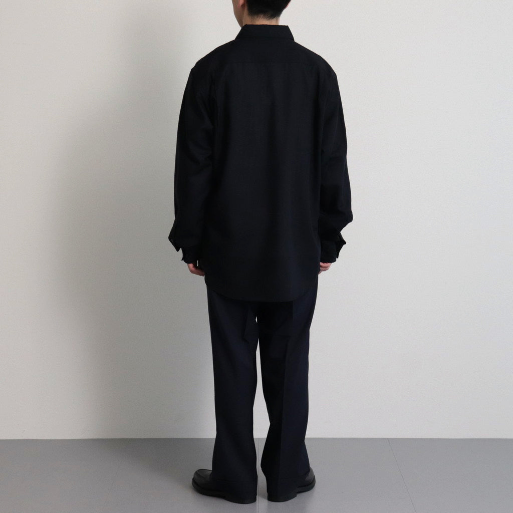 WOOL REGULAR COLLAR SHIRT #NAVY [BN-24SM-026]