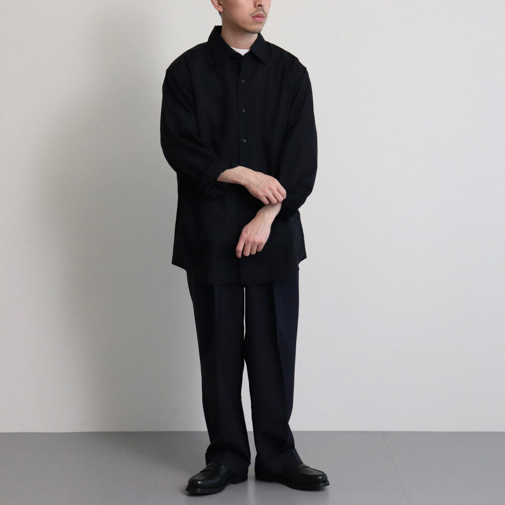 WOOL REGULAR COLLAR SHIRT #NAVY [BN-24SM-026]