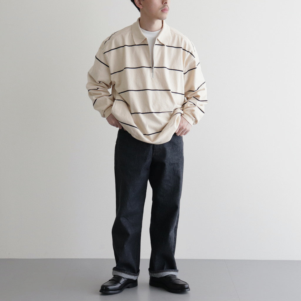 C/NAPP Border Collared Harf-zip #Ivory-BODY×Black-Line [BHS24S025]