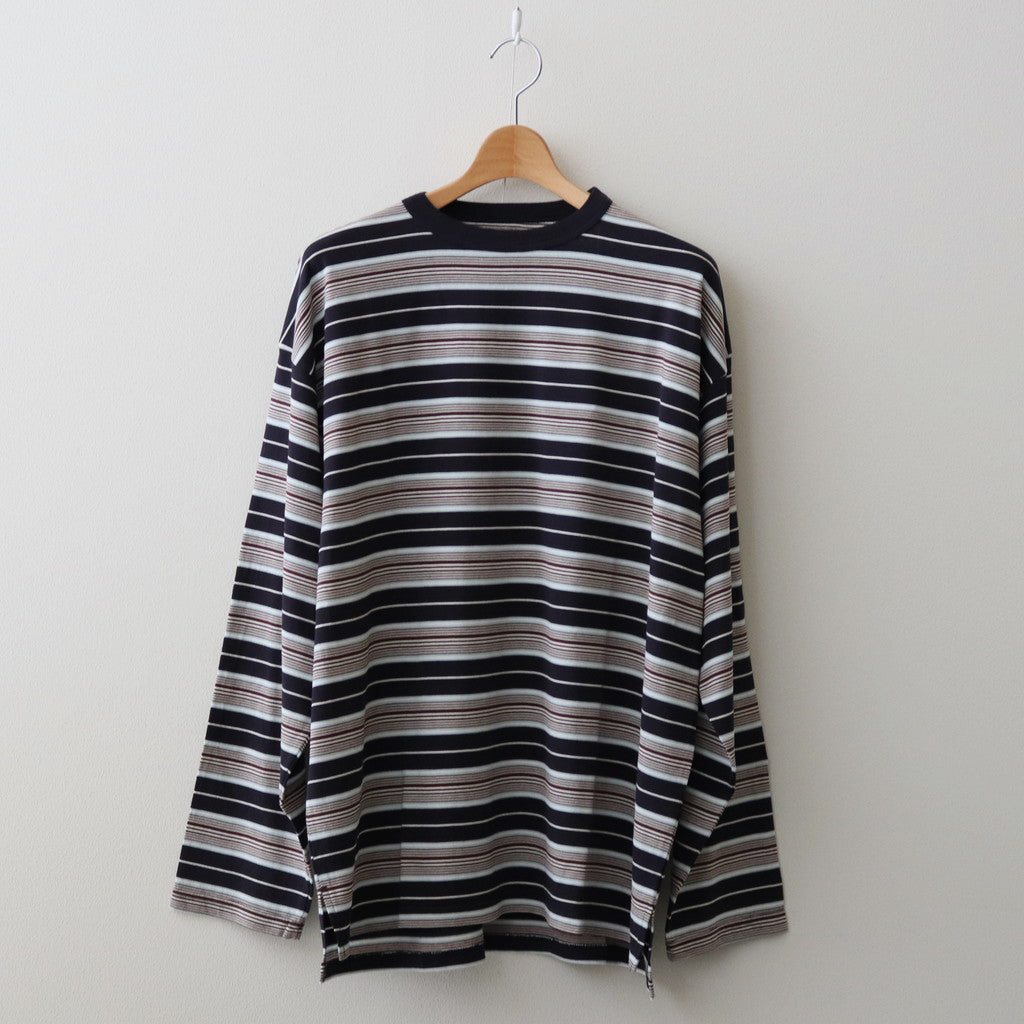 BORDER LS TOP #NAVY×BROWN [PMAR-CL02]