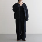 COLLARLESS DENIM JACKET #FADEBLACK [BHSW23F4]
