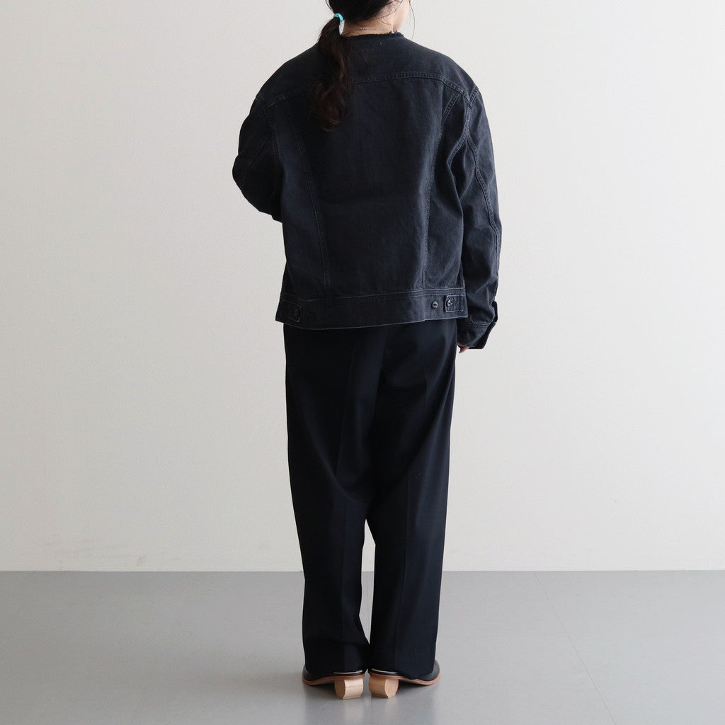 COLLARLESS DENIM JACKET #FADEBLACK [BHSW23F4]