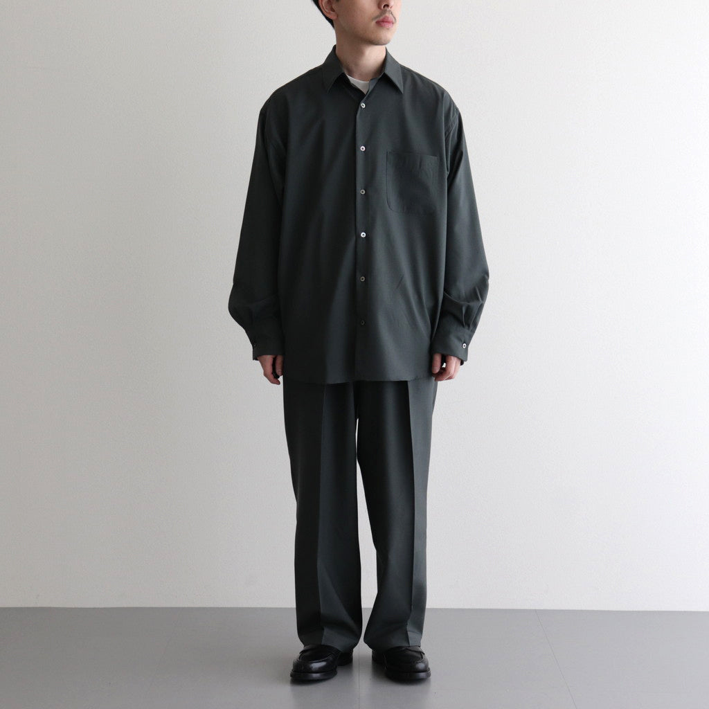 ORGANIC WOOL 2/80 TROPICAL COMFORT FIT SHIRT #OLIVE [A24A-14SH01C]