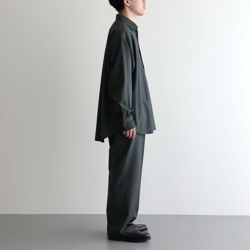 ORGANIC WOOL 2/80 TROPICAL COMFORT FIT SHIRT #OLIVE [A24A-14SH01C]