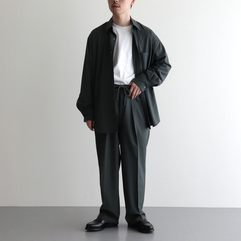 ORGANIC WOOL 2/80 TROPICAL CLASSIC FIT EASY PANTS #OLIVE [A24A-14PT01C]